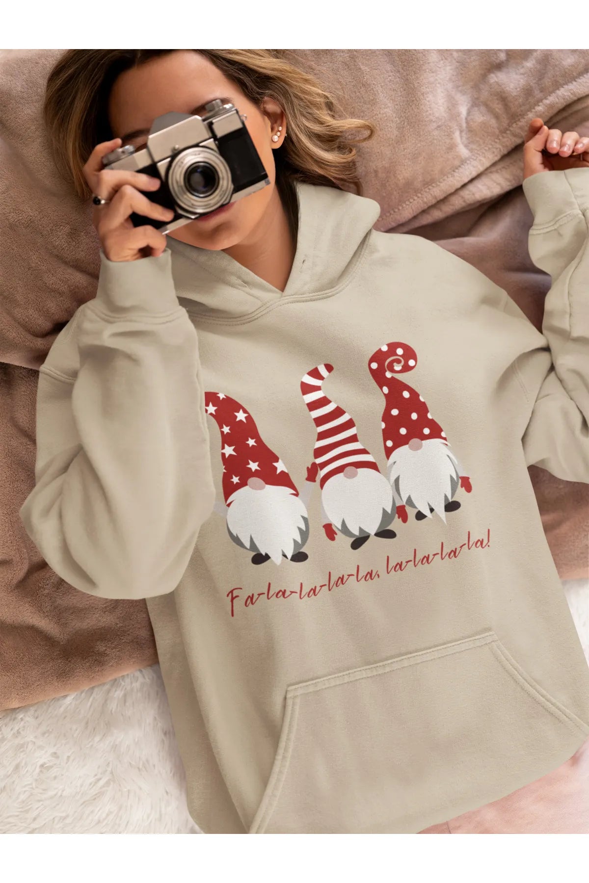 Unisex Merry Chirstmas yılbaşı Santa Baskılı Oversize Kapüşonlu Sweatshirt Hoodie