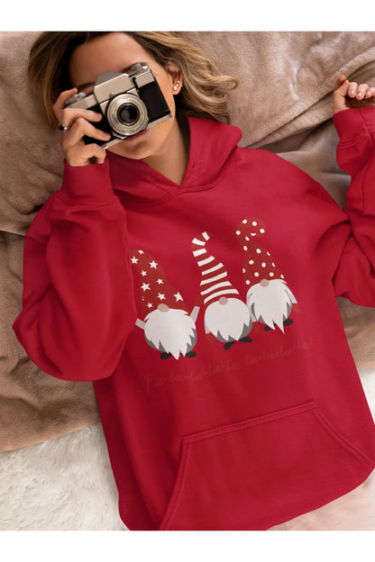 Unisex Merry Chirstmas yılbaşı Santa Baskılı Oversize Kapüşonlu Sweatshirt Hoodie